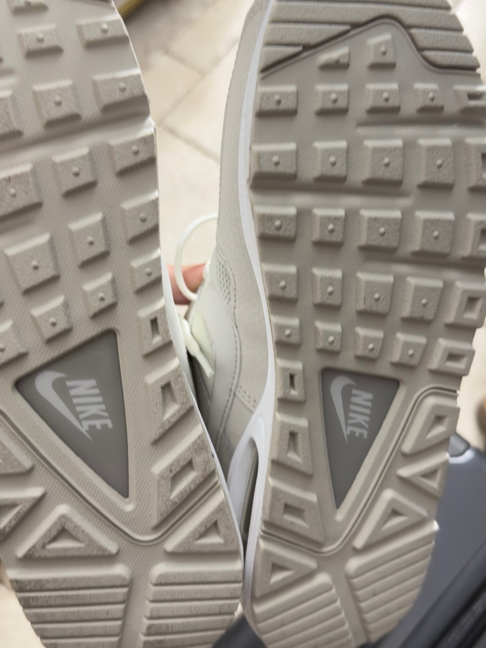 Nike Light Gray/Off-White Mesh & Leather Sneakers - Picture 5 of 9